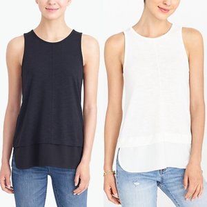 J. Crew Drapey Tank Top with Silky Hem Black XXS